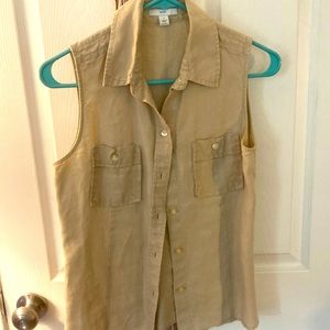 Linen Gap sleeveless collared top